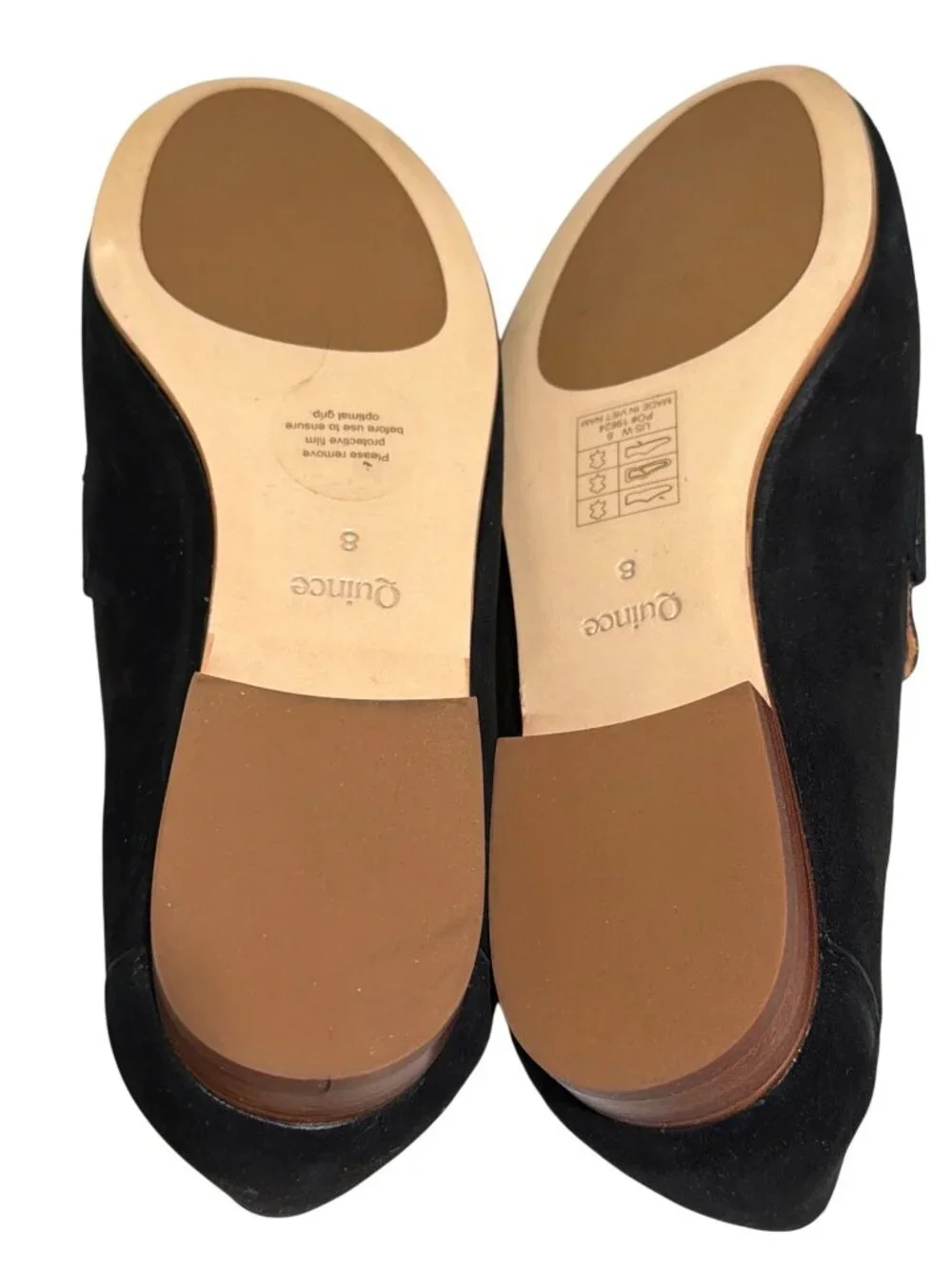 Italian Suede Penny Loafers Black Size 8 By Quince With Box